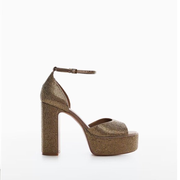 MANGO Heeled sandal with strass strap Sizes 7.5/8.5NEW WITH TAG! - Picture 4 of 6